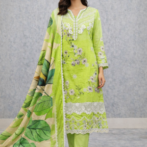 Asifa & Nabeel Inspired Embroidered Lawn Unstitched Suit with Lacework Dupatta