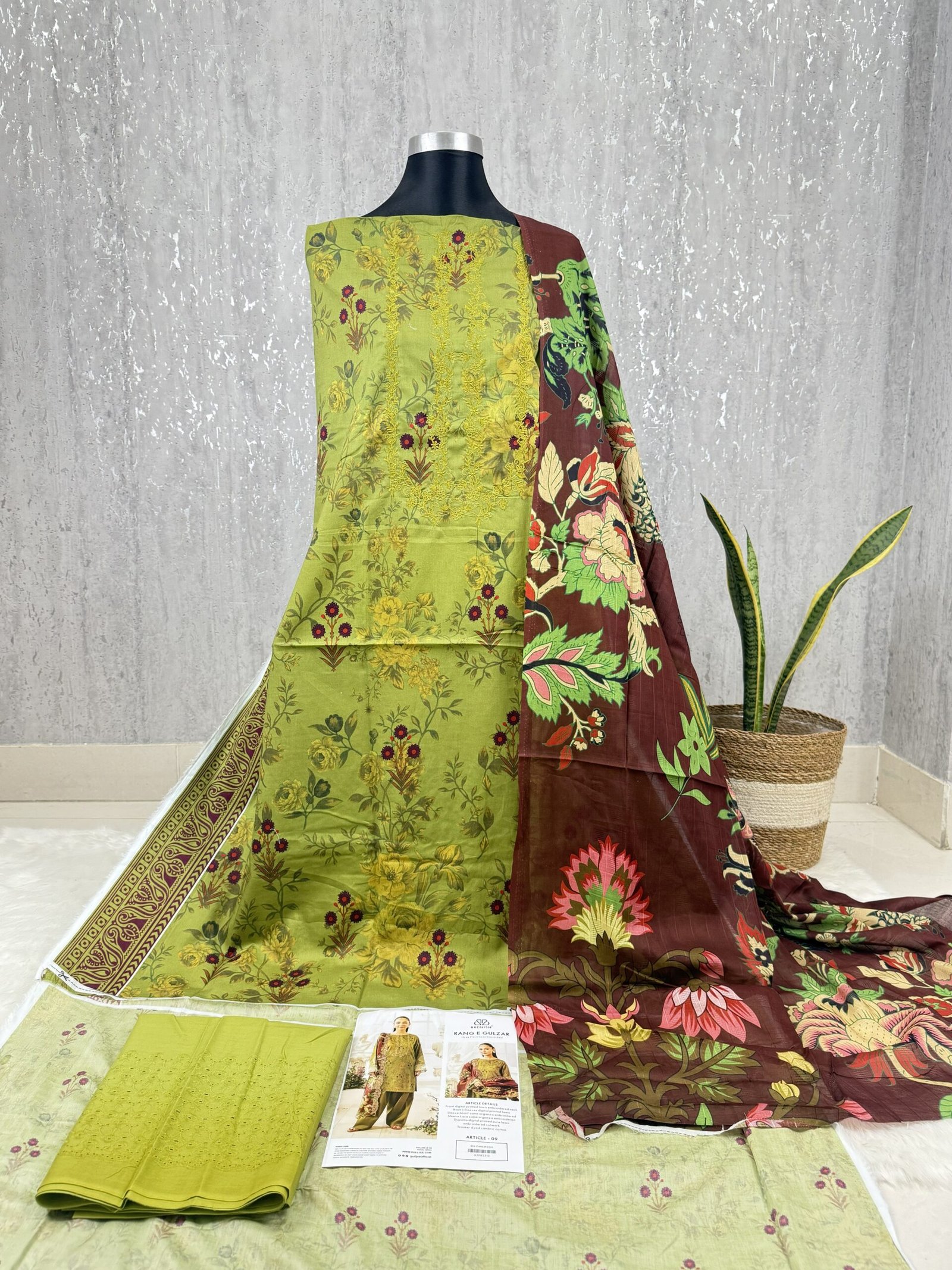 Printed Lawn Suit with Cotton Dupatta & Embroidered Neck Cutwork - Image 2
