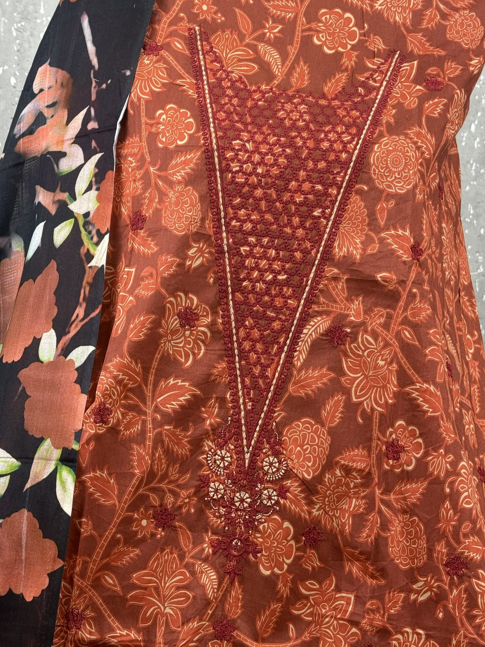 Printed Lawn Suit with Cotton Dupatta & Embroidered Neck & Daman - Image 3