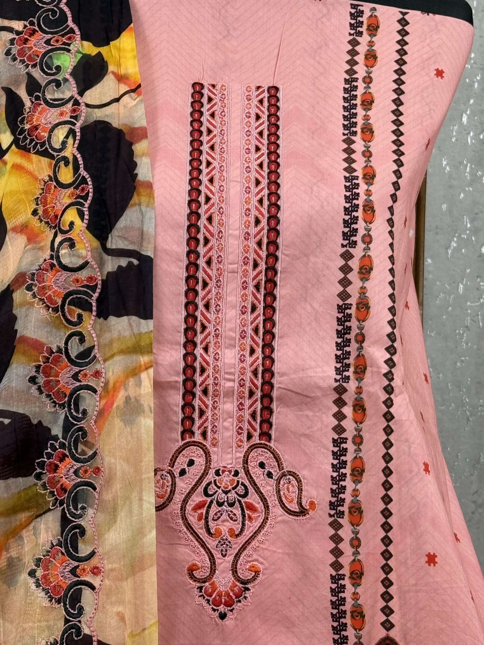 Printed Lawn Dress Set with Embroidered Neck & Cotton Dupatta - Image 3