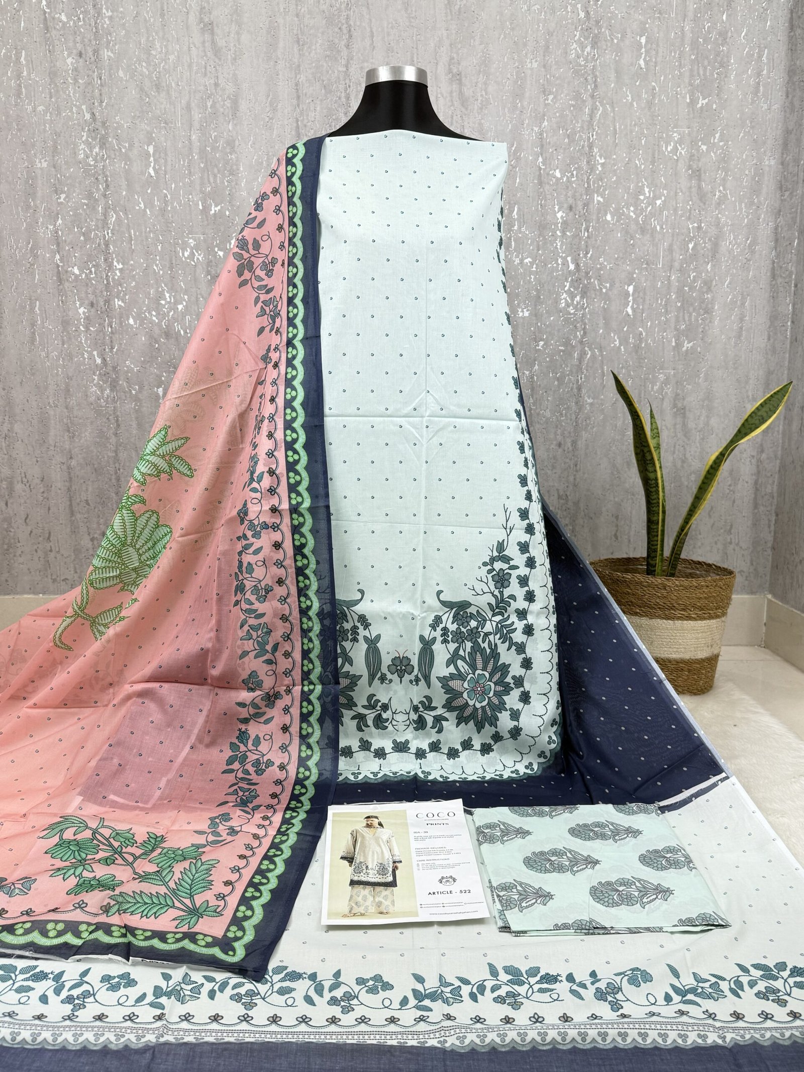 Printed Lawn Dress Set with Cotton Dupatta - Image 3