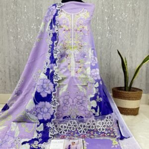 Embroidered Lawn Unstitched Suit with Cotton Dupatta