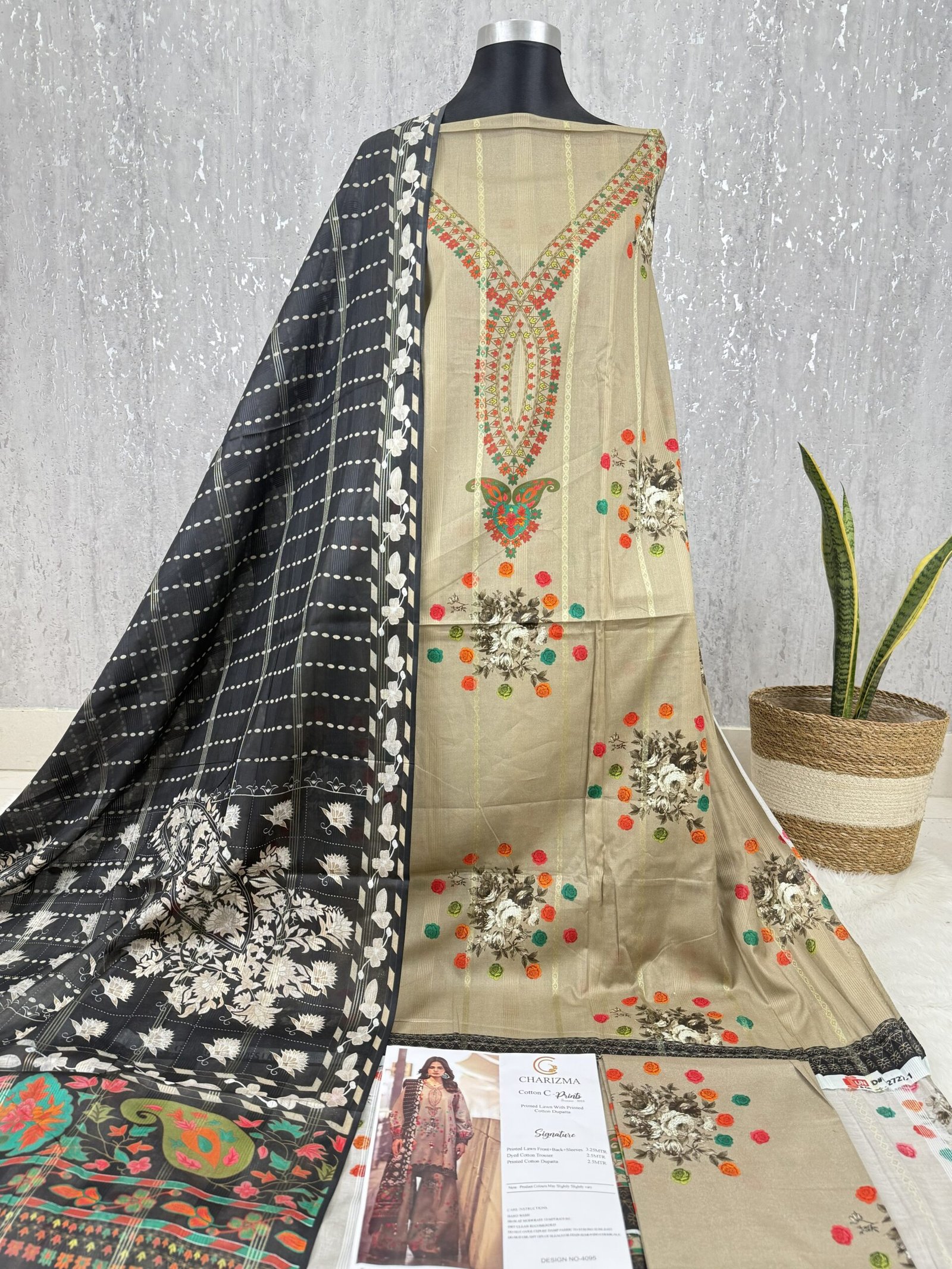 Printed Lawn Dress Set with Cotton Dupatta - Image 2