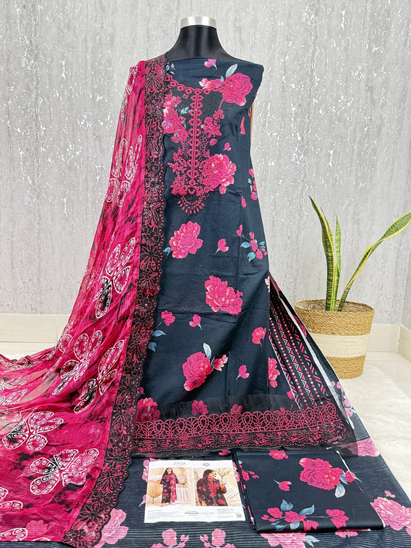 Digital Printed Lawn Suit with Organza Sequin Embroidery & Chiffon Dupatta - Image 2
