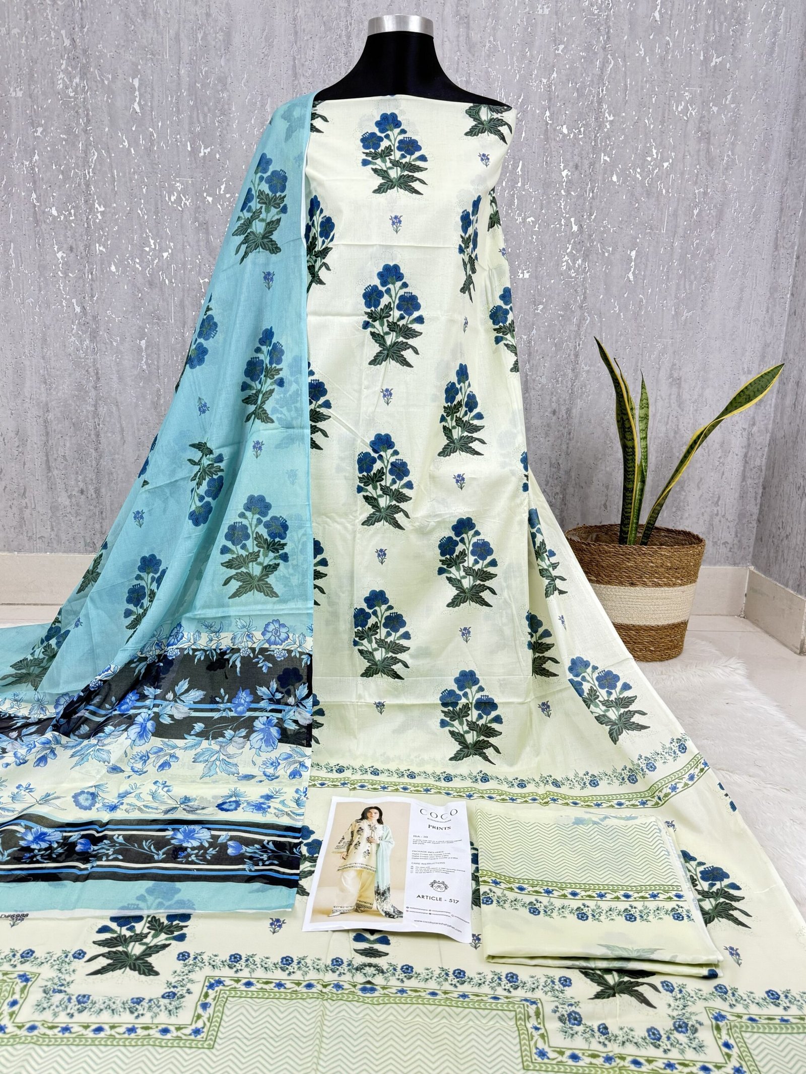 Printed Lawn Dress Set with Cotton Dupatta - Image 2