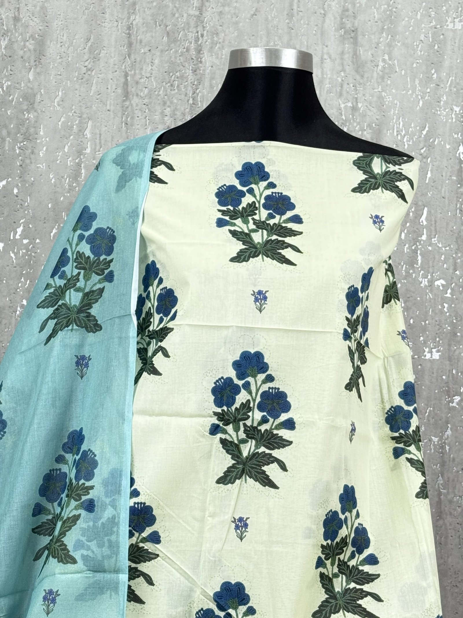 Printed Lawn Dress Set with Cotton Dupatta - Image 3
