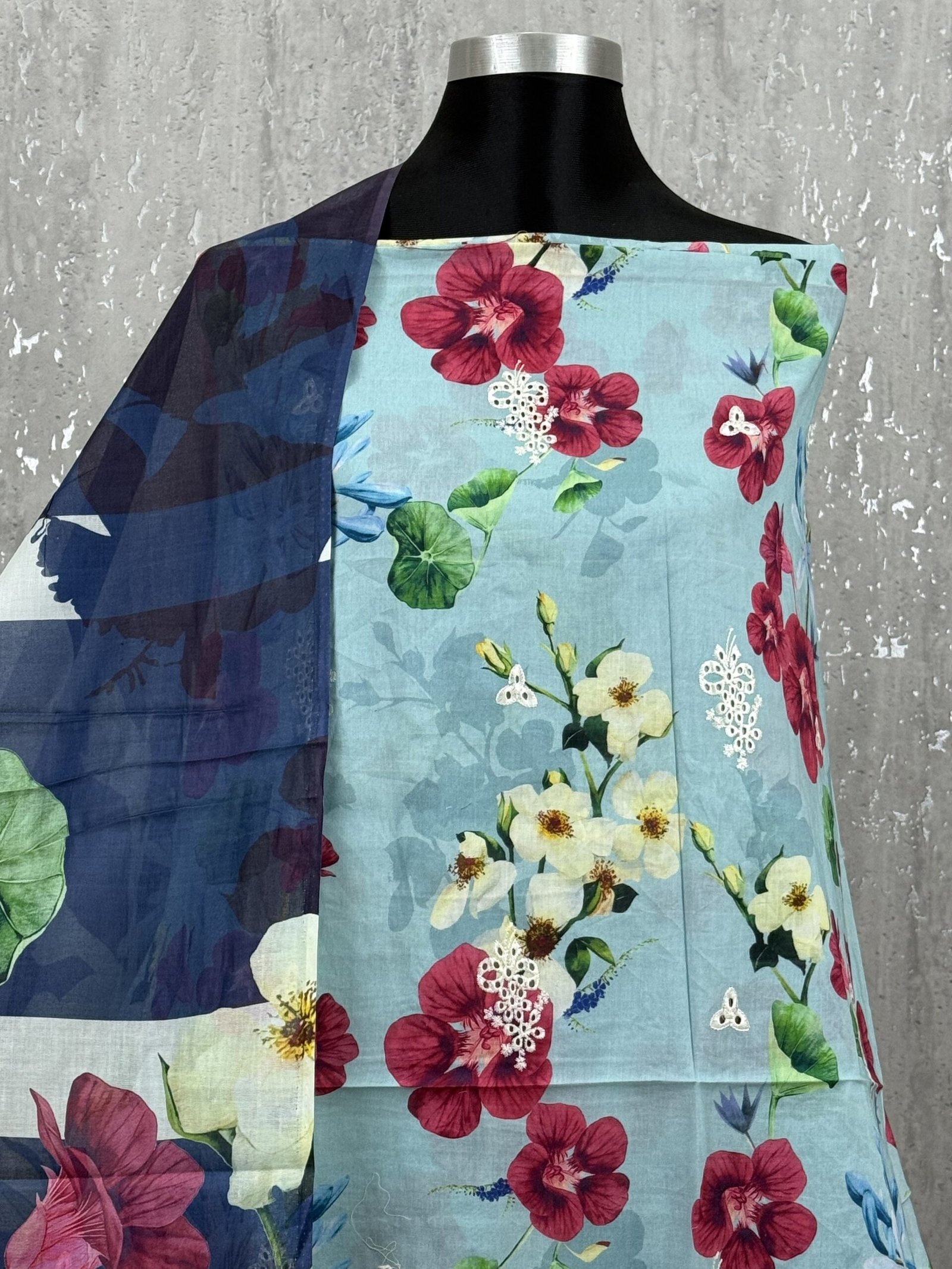 Embroidered Lawn Unstitched Suit with Cotton Dupatta - Image 3