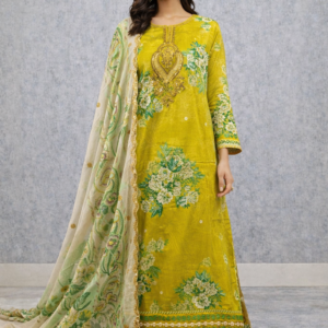 Digital Printed Lawn Suit with Organza Sequin Embellishment